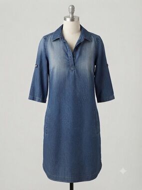 Bandolino Chambray Autumn Shirt Dress | Lightweight | Back to School | Small